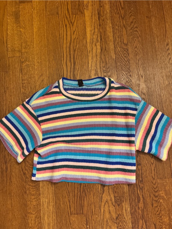 SHEIN Tops - SHEIN Multicolor Striped Knit Crop Top